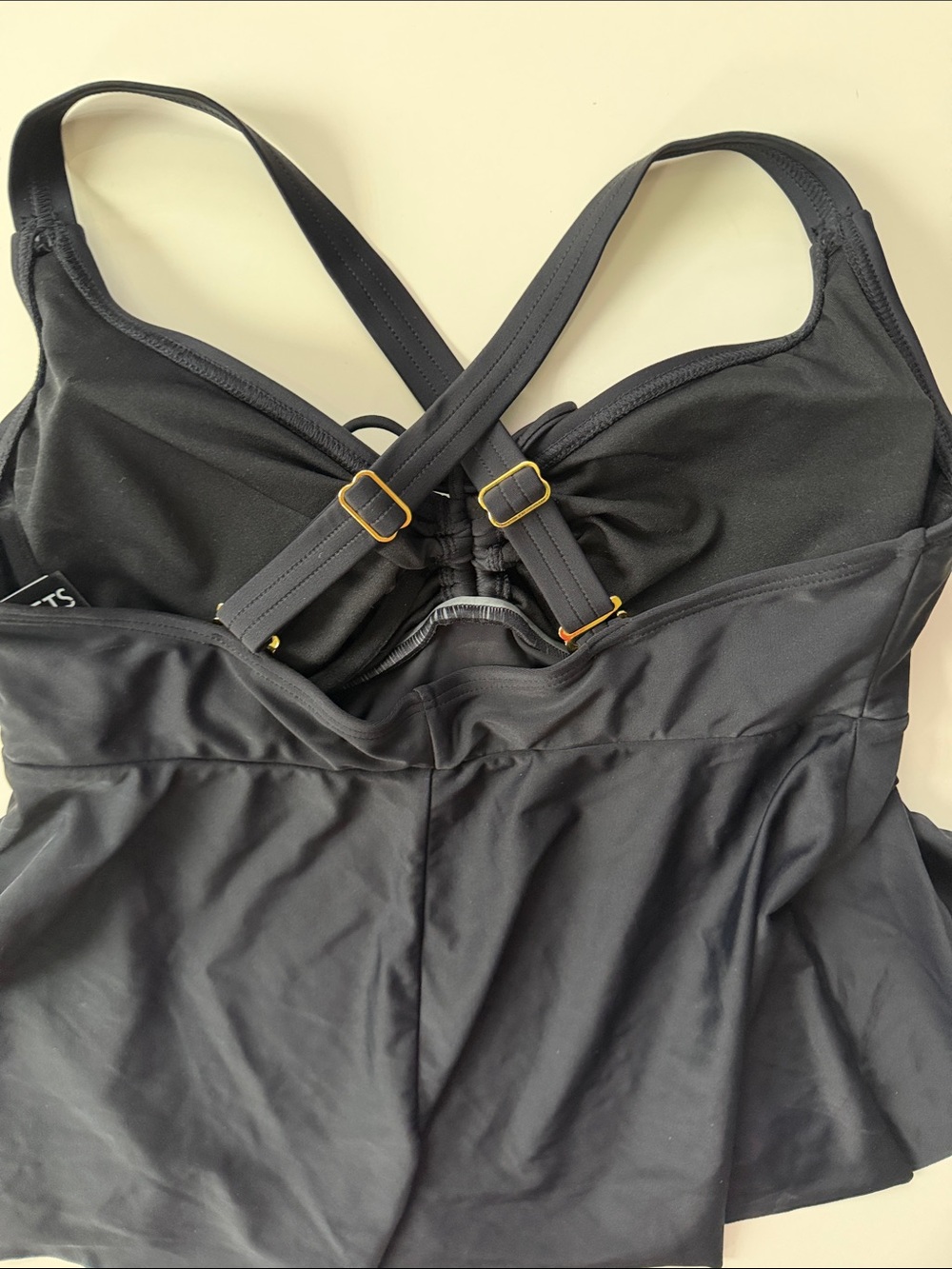 Women's Black Tankini Swim Top with Adjustable Straps - Picture 6 of 9